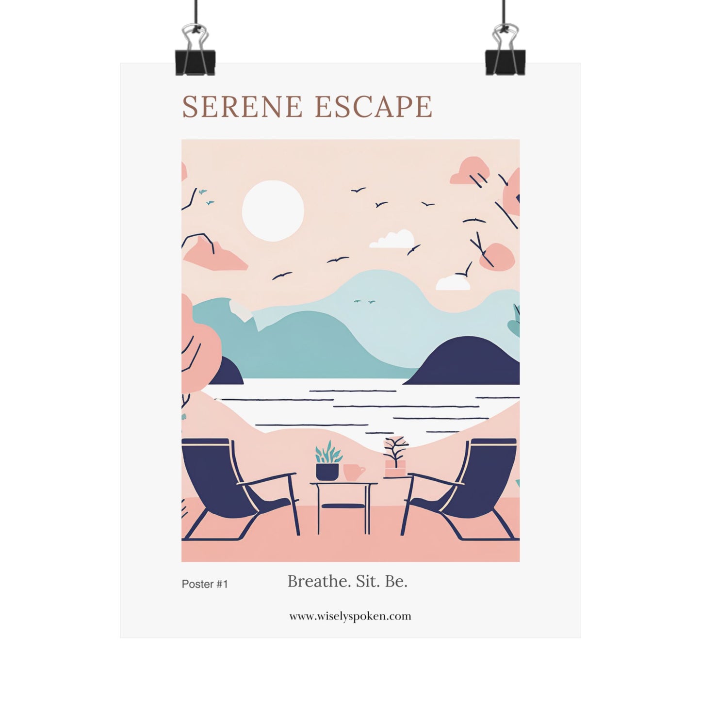 Modern Minimalist Couples Wall Art Print Serene Escape Self-Care Coastal Home Decor for Cozy Nooks Poster for Relaxation Mindful Decor