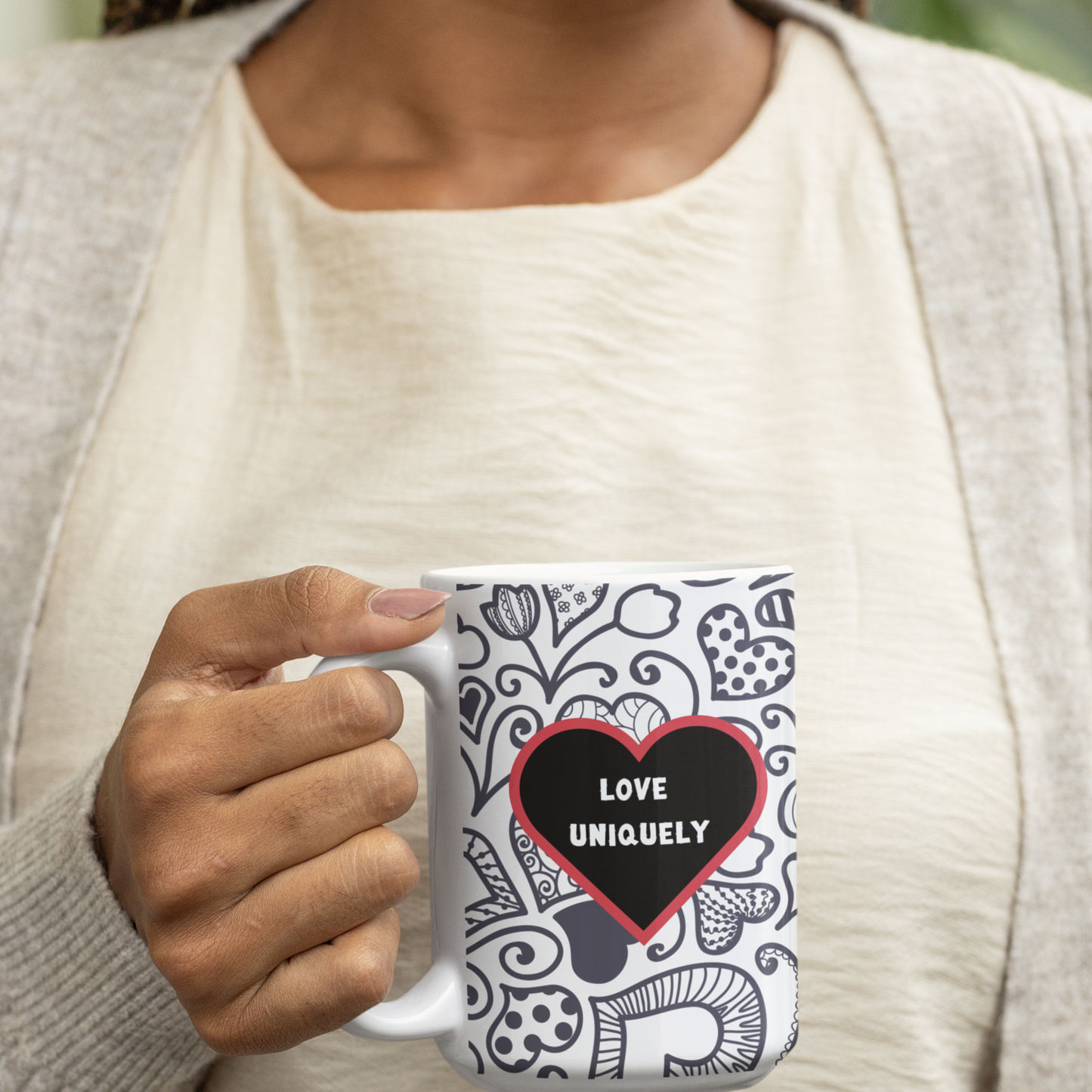 Inspirational Mug For Neurodiverse People Love Uniquely Thrive Differently Inclusion Awareness All-Over Print Gift Mug For Valentine's Day