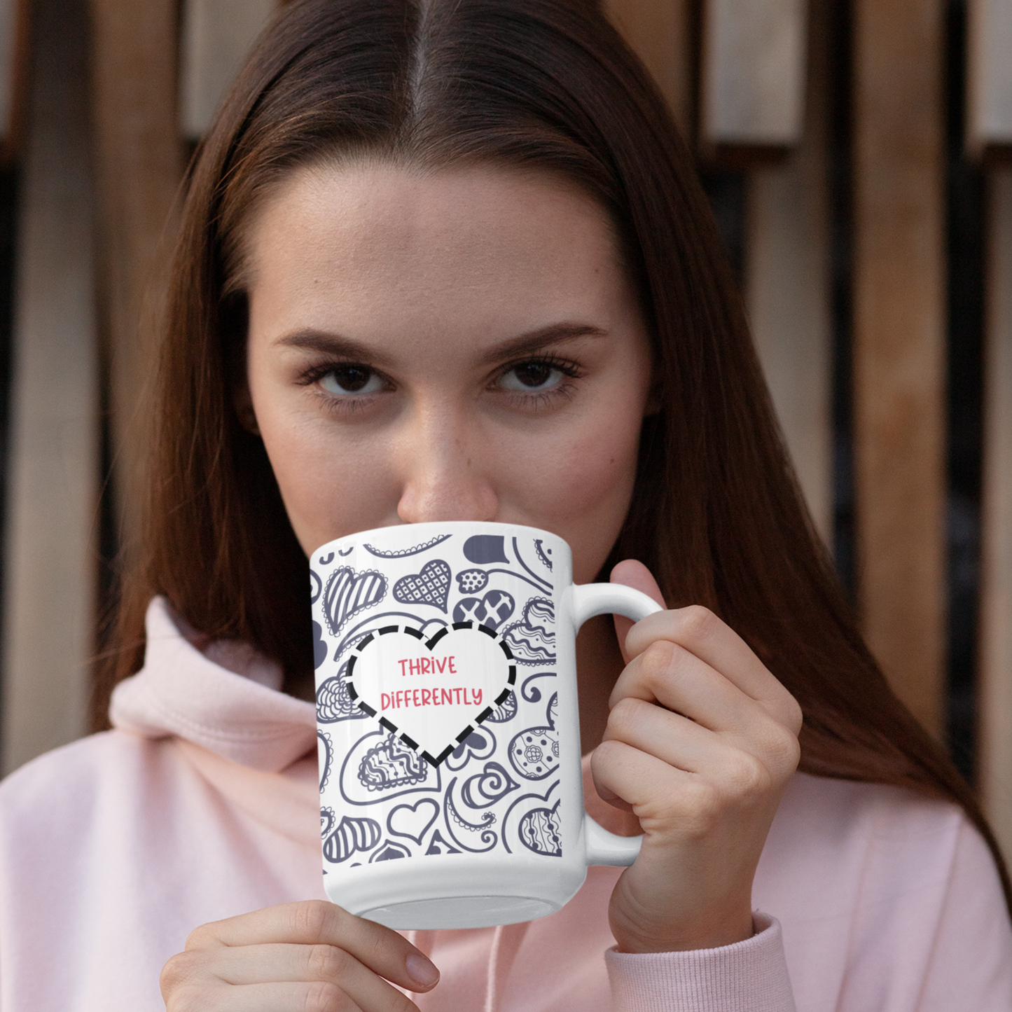 Inspirational Mug For Neurodiverse People Love Uniquely Thrive Differently Inclusion Awareness All-Over Print Gift Mug For Valentine's Day