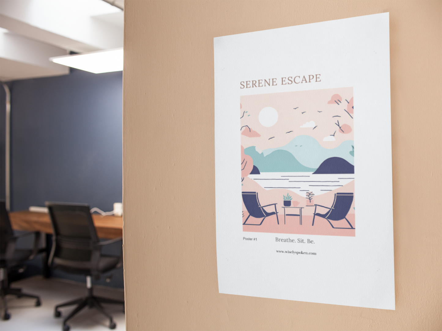 Modern Minimalist Couples Wall Art Print Serene Escape Self-Care Coastal Home Decor for Cozy Nooks Poster for Relaxation Mindful Decor