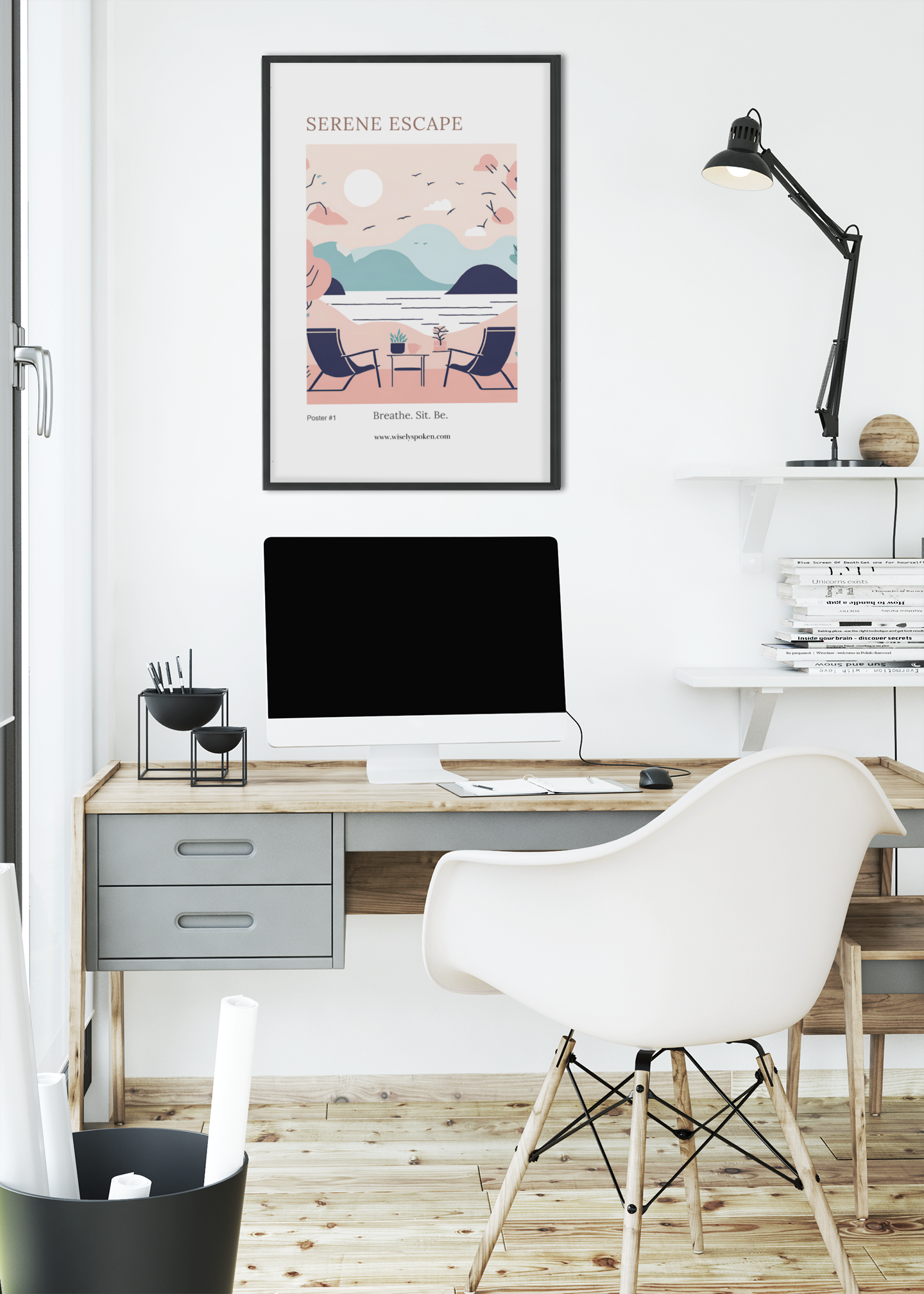 Modern Minimalist Couples Wall Art Print Serene Escape Self-Care Coastal Home Decor for Cozy Nooks Poster for Relaxation Mindful Decor