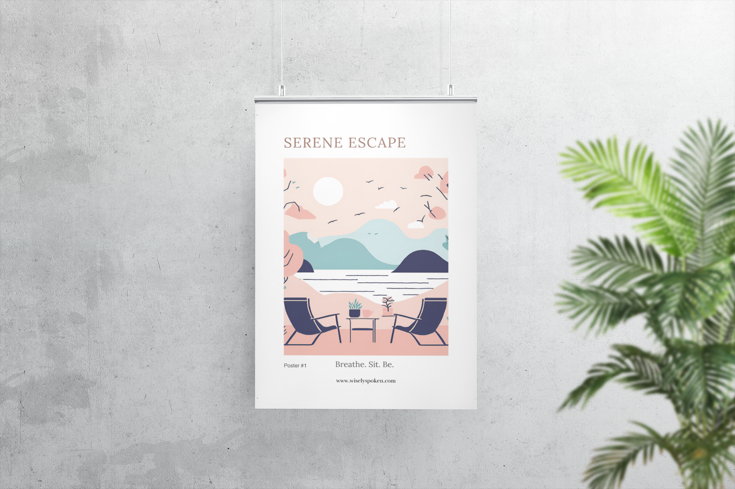 Modern Minimalist Couples Wall Art Print Serene Escape Self-Care Coastal Home Decor for Cozy Nooks Poster for Relaxation Mindful Decor