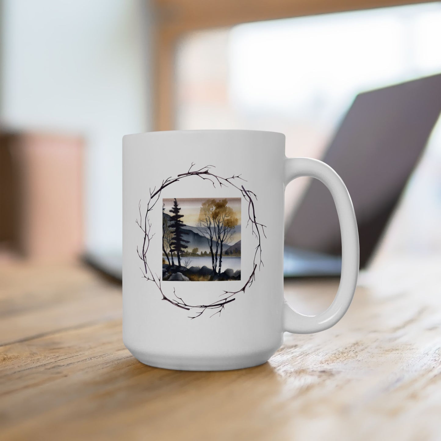 Adventure Mug For Couples New Relationships Watercolor Outdoor Scene for Hikers Campers Nature Lovers Coffee Mug For Hikers and Outdoor Lovers