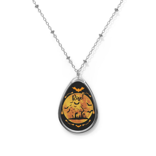 Halloween Night Spectacle Pendant Spooky Graveyard Scene Necklace Haunted Jewelry Unique Bats Chain Halloween Gift