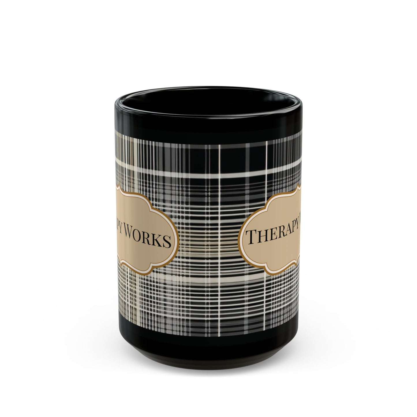 Black Mug Therapy Works Perfect for Coffee Lovers, Therapist Gift for Mental Health Professional Friends, Self-Care, Home Decor, Beverage Lover gift