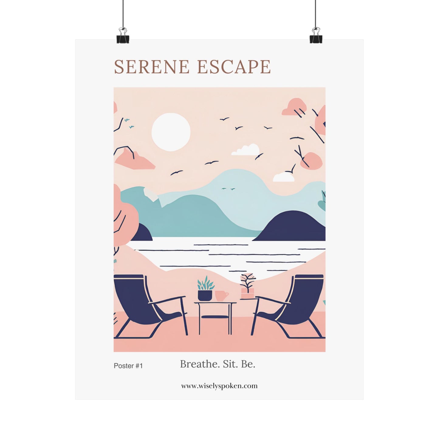 Modern Minimalist Couples Wall Art Print Serene Escape Self-Care Coastal Home Decor for Cozy Nooks Poster for Relaxation Mindful Decor