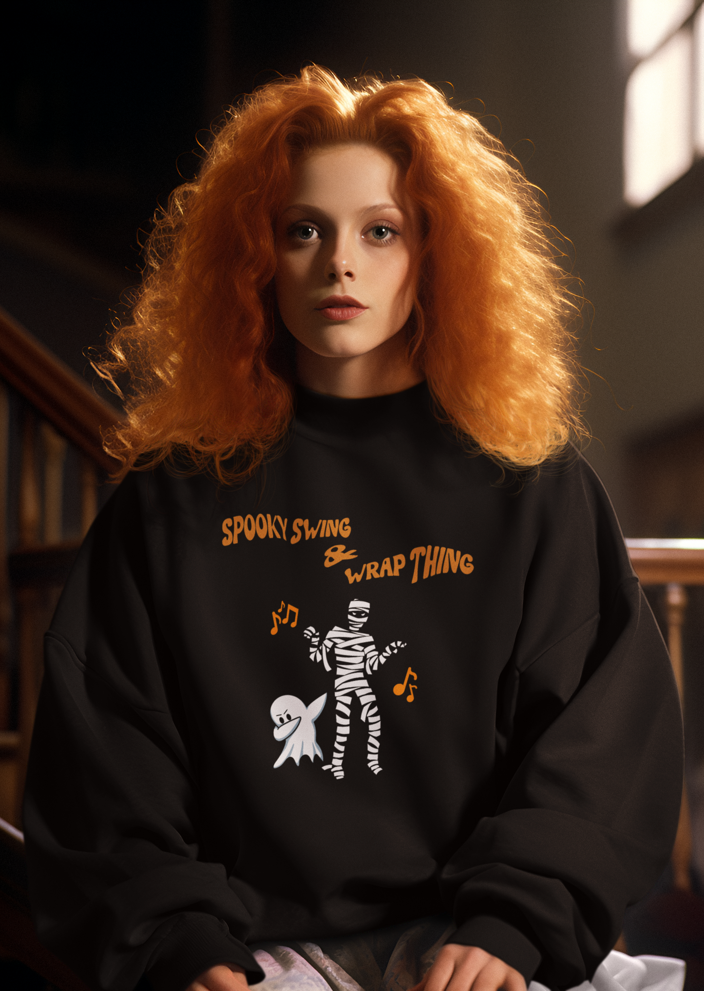 Sassy Halloween Swaeatshirt Fashion Statement Sweater Contemporary Dance Skeleton and Ghost Dance Spooky Thing Unique GenZ Millennial Fashion