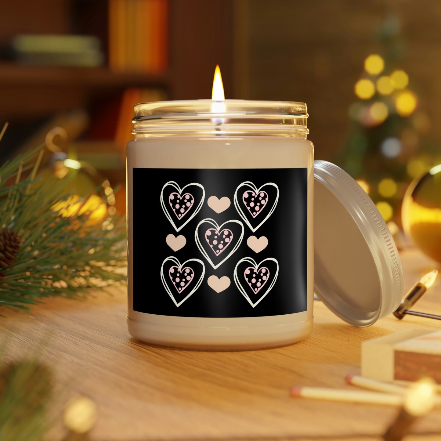 Hearts in Hearts Scented Candle, 9oz - Black