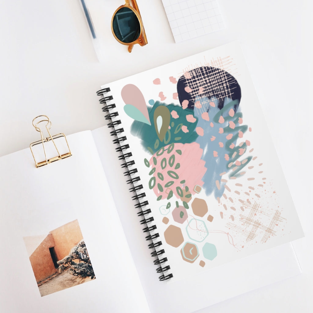 Abstract in Pink and Green Spiral Notebook