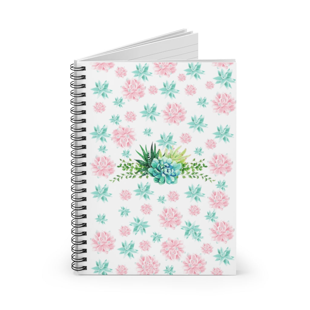 Pink and Green Succulents Spiral Notebook