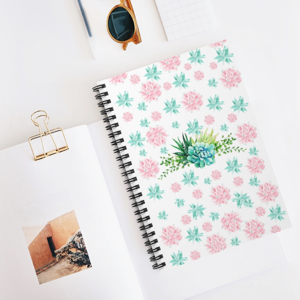 Pink and Green Succulents Spiral Notebook