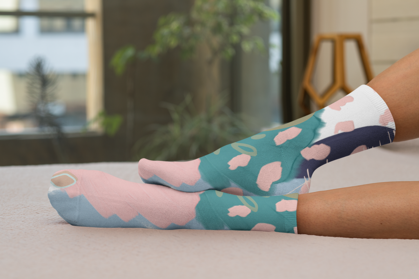 Abstract in Pink and Green Socks