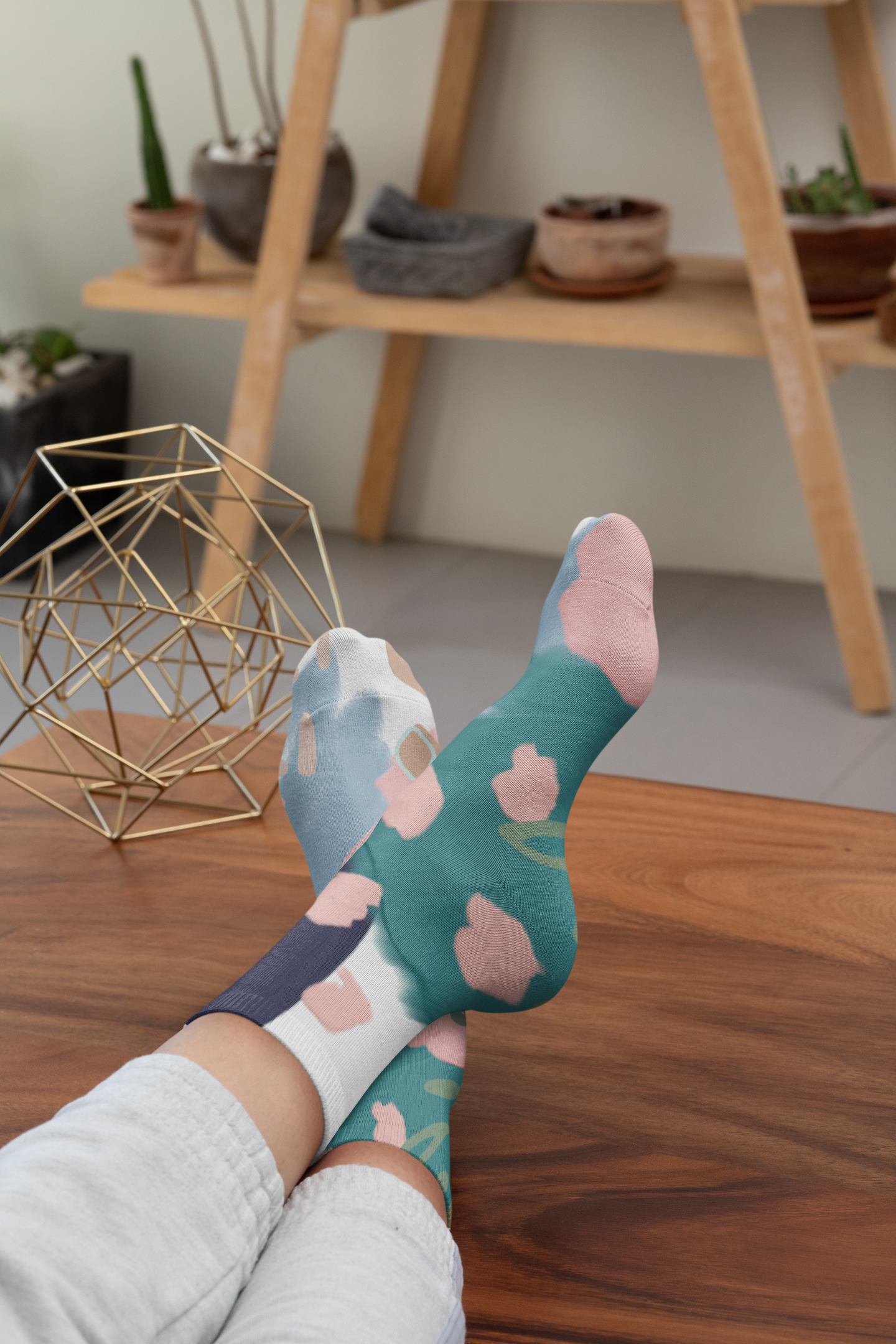 Abstract in Pink and Green Socks