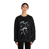 Playful Halloween Skeleton Sweatshirt Gothic Chic Artistic Modern Unique Crewneck Trendy Contemporary Fashion for Ballet Dancers and Gothic Enthusiasts