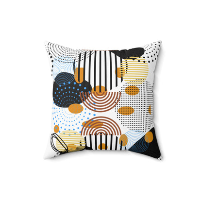 Circles Bars and Rocks Pillow – Modern Geometric Therapy Room Decor – Sensory Friendly Pattern Cushion for Calm Spaces
