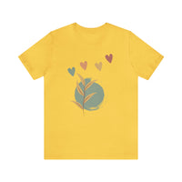 Minimalistic Boho Themed T Shirt for Men and Women Gift Shirt Hearts and Nature Plant Shirt