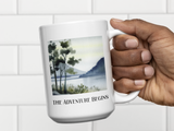 Adventure Mug For New Relationships  Couples Watercolor Outdoor Scene for Campers Hikers Nature Lovers Coffee Mug For Outdoor Lovers and Hikers