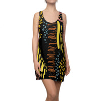 Abstract Boho Racerback Summer Dress for Women Boho All Over Print Gift for Women Bohemian Style Black Summer Dress