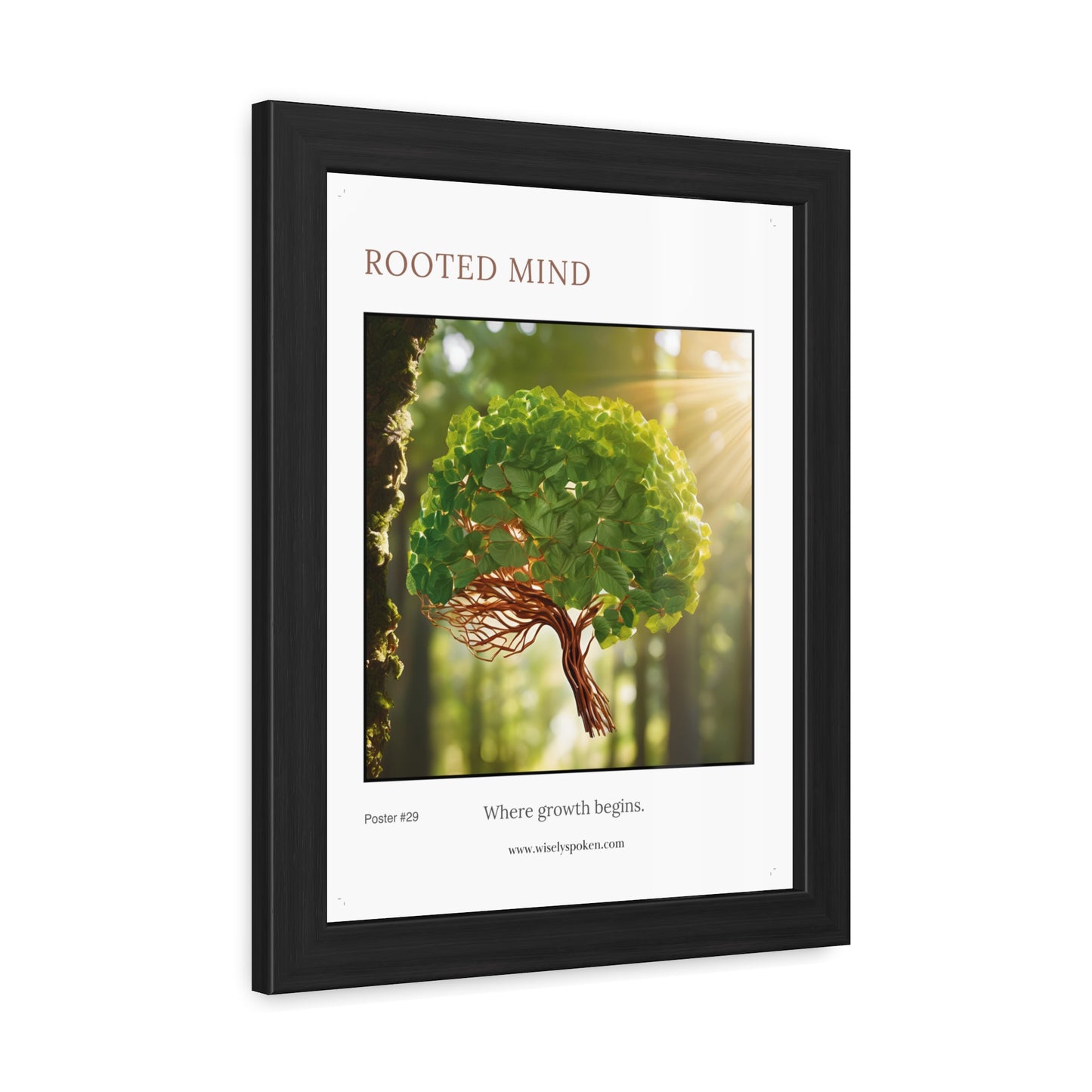 Rooted Mind Framed Wall Art Brain Tree Growth Print for Therapists, Counselors & Neurodiverse Spaces Inspirational Office Decor Gift
