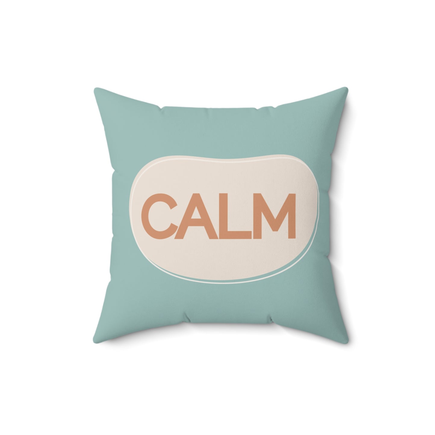 Calm Throw Pillow  Soft Teal and Cream Accent Cushion Modern Minimal Word Pillow Therapy Room or Home Decor Calming Accent Cushion