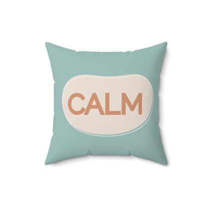 Calm Throw Pillow  Soft Teal and Cream Accent Cushion Modern Minimal Word Pillow Therapy Room or Home Decor Calming Accent Cushion