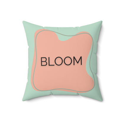 Bloom Throw Pillow  Peach and Sage Growth Accent Cushion Inspirational Word Decor for Home, Therapy Office, or Teen Space