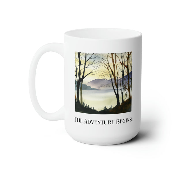 Adventure Mug For New Relationships Watercolor Outdoor Scene for Couples Hikers Campers Nature Lovers Coffee Mug For Hikers and Outdoor Lovers