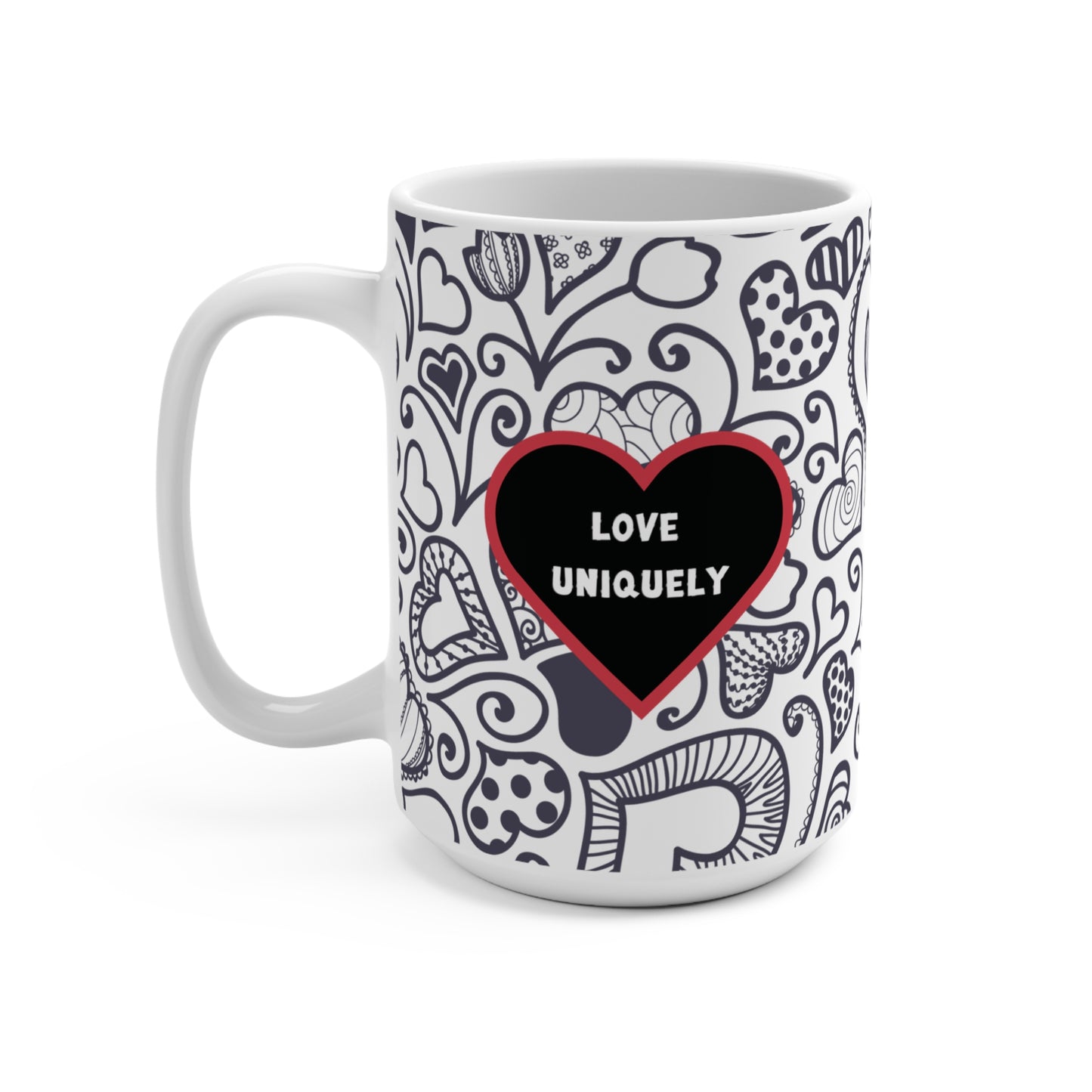 Inspirational Mug For Neurodiverse People Love Uniquely Thrive Differently Inclusion Awareness All-Over Print Gift Mug  For Valentine's Day