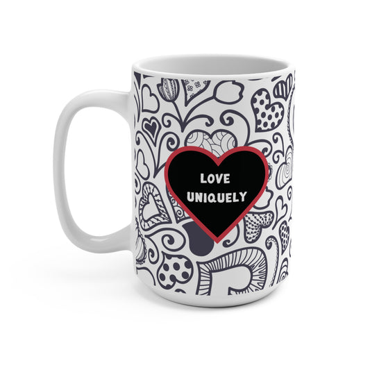 Inspirational Mug For Neurodiverse People Love Uniquely Thrive Differently Inclusion Awareness All-Over Print Gift Mug  For Valentine's Day