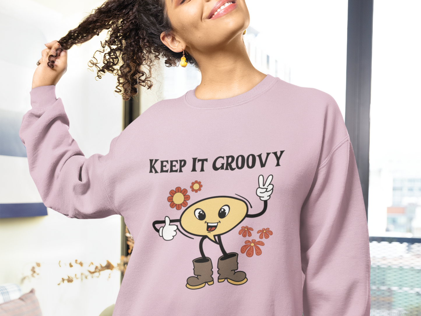 Playful Retro Sweatshirt for Gen Z Trendsetters and Lovers of Modern Positivity and Boho enthusiasts Motivational Crewneck Shirt Vintage Inspired Fashion