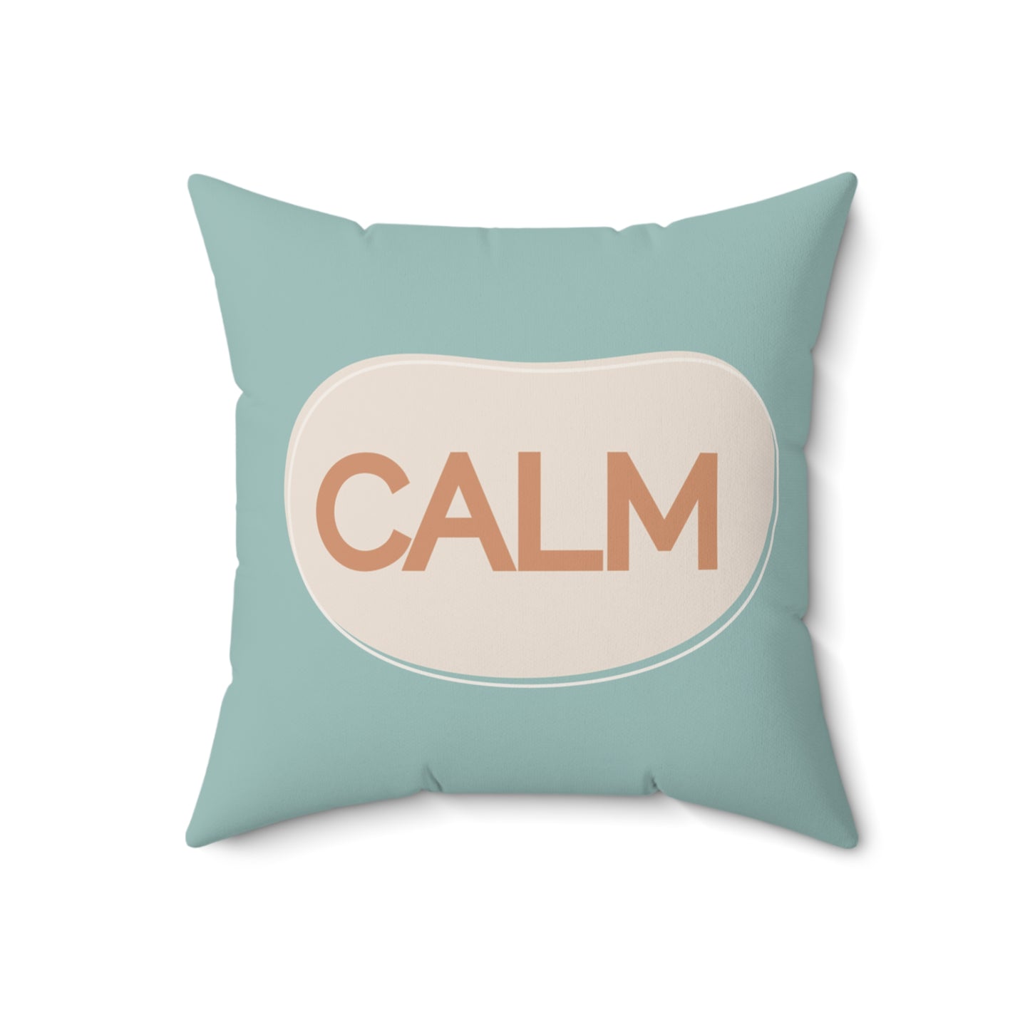 Calm Throw Pillow  Soft Teal and Cream Accent Cushion Modern Minimal Word Pillow Therapy Room or Home Decor Calming Accent Cushion