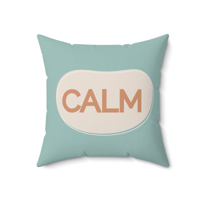 Calm Throw Pillow  Soft Teal and Cream Accent Cushion Modern Minimal Word Pillow Therapy Room or Home Decor Calming Accent Cushion