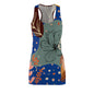 Boho Abstract Racerback Dress for Women Summer Boho All Over Print Dress Gift for Women Bohemian Style Royal Blue Summer Dress