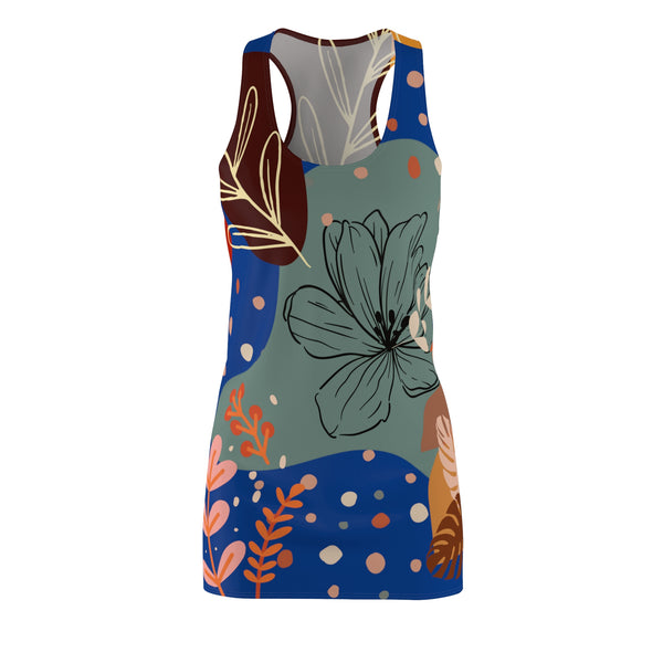 Boho Abstract Racerback Dress for Women Summer Boho All Over Print Dress Gift for Women Bohemian Style Royal Blue Summer Dress