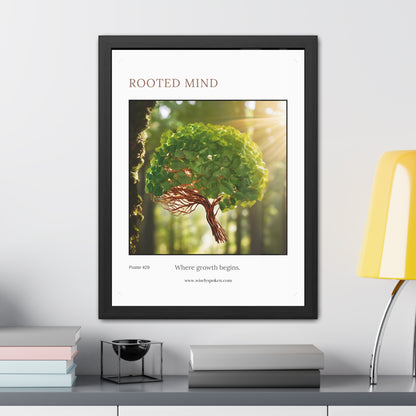 Rooted Mind Framed Wall Art Brain Tree Growth Print for Therapists, Counselors & Neurodiverse Spaces Inspirational Office Decor Gift