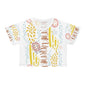 Womens Crop Tee All Over Print Boho Top for Women White Abstract All-Over Print Women's Crop T-Shirt Artistic Summer Top Colorful Graphic Crop Tee