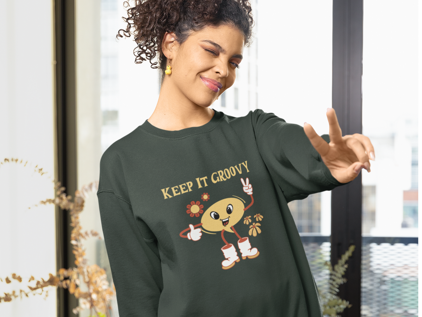 Playful Retro Sweatshirt for Gen Z Trendsetters and Lovers of Modern Positivity and Boho enthusiasts Motivational Crewneck Shirt Vintage Inspired Fashion