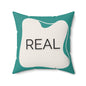 Real Throw Pillow Authenticity Affirmation Cushion in Teal and Cream Double-Sided Supportive Space Collection Self-Expression Gift