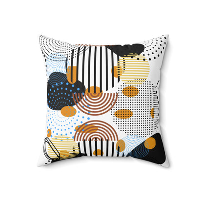 Circles Bars and Rocks Pillow – Modern Geometric Therapy Room Decor – Sensory Friendly Pattern Cushion for Calm Spaces