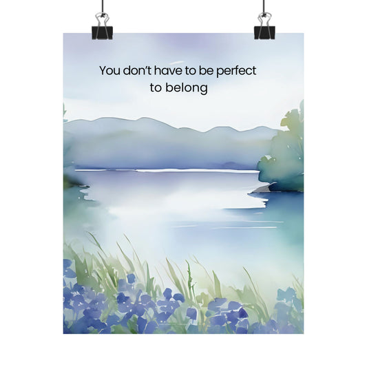 You Don’t Have to Be Perfect to Belong Wall Art Calming Acceptance Poster Therapy Office Decor Neurodiverse Affirmation Print Counseling Room Mindfulness Art