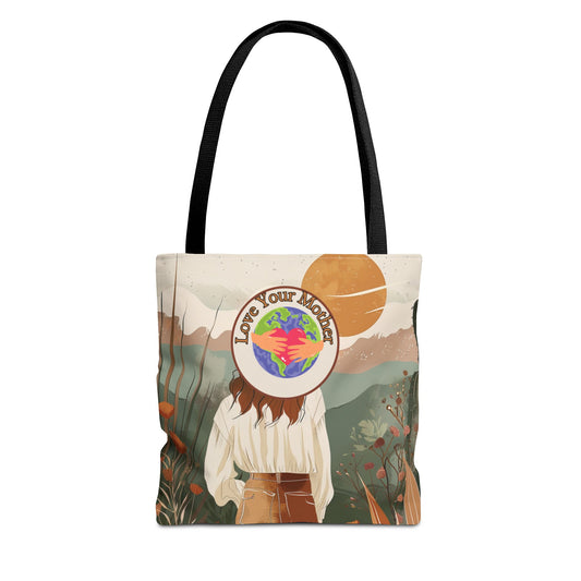 Environmental Earth Conscious Message Tote Eco Awareness Statement Earth Day Gift For Her Sustainable Woman-Owned Brand Stylish Boho Tote