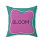 Bloom Throw Pillow Purple and Teal Motivational Accent Cushion for Teens Therapy Rooms  and Creative Spaces Calming Accent Pillow