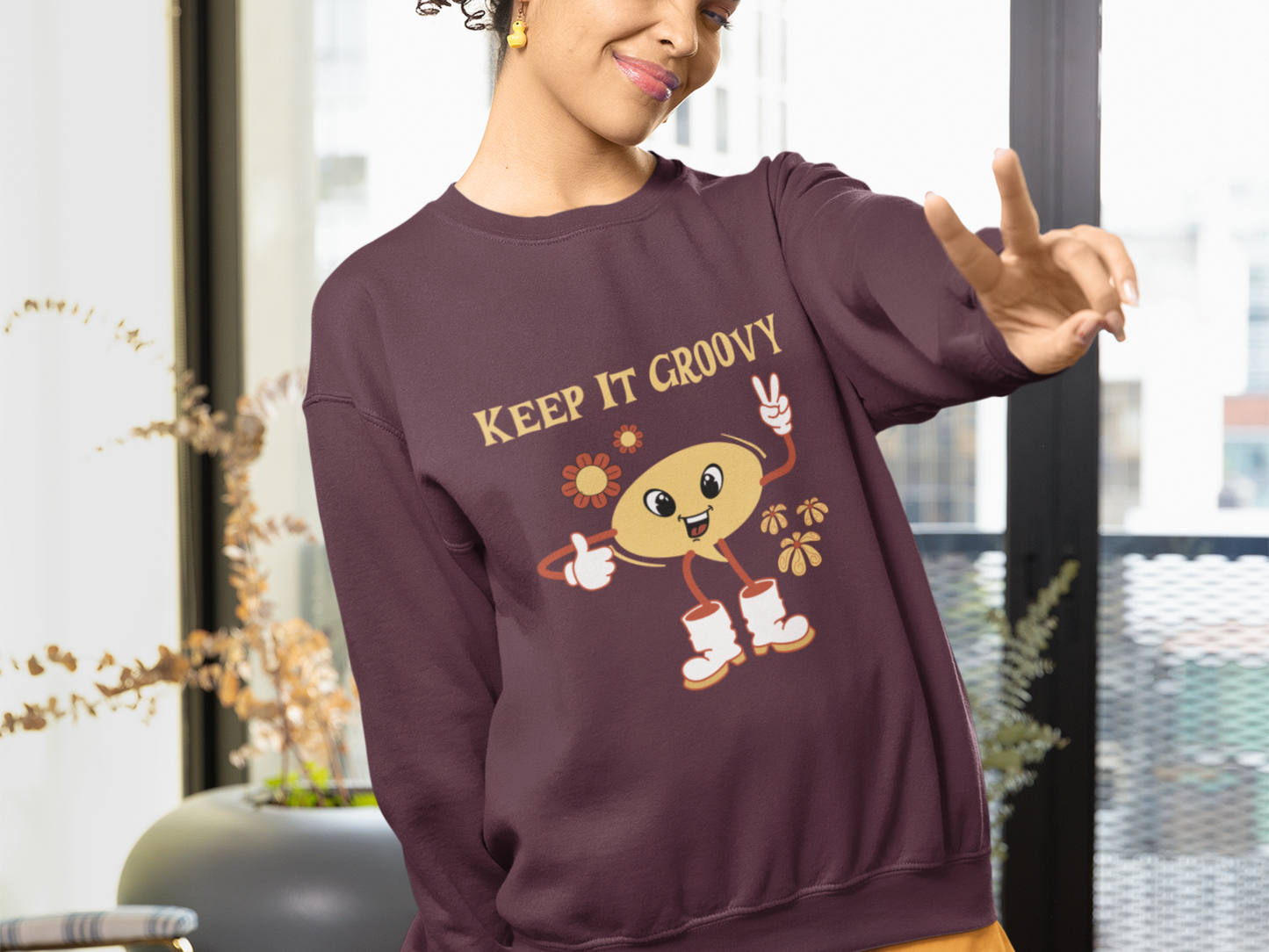 Playful Retro Sweatshirt for Gen Z Trendsetters and Lovers of Modern Positivity and Boho enthusiasts Motivational Crewneck Shirt Vintage Inspired Fashion