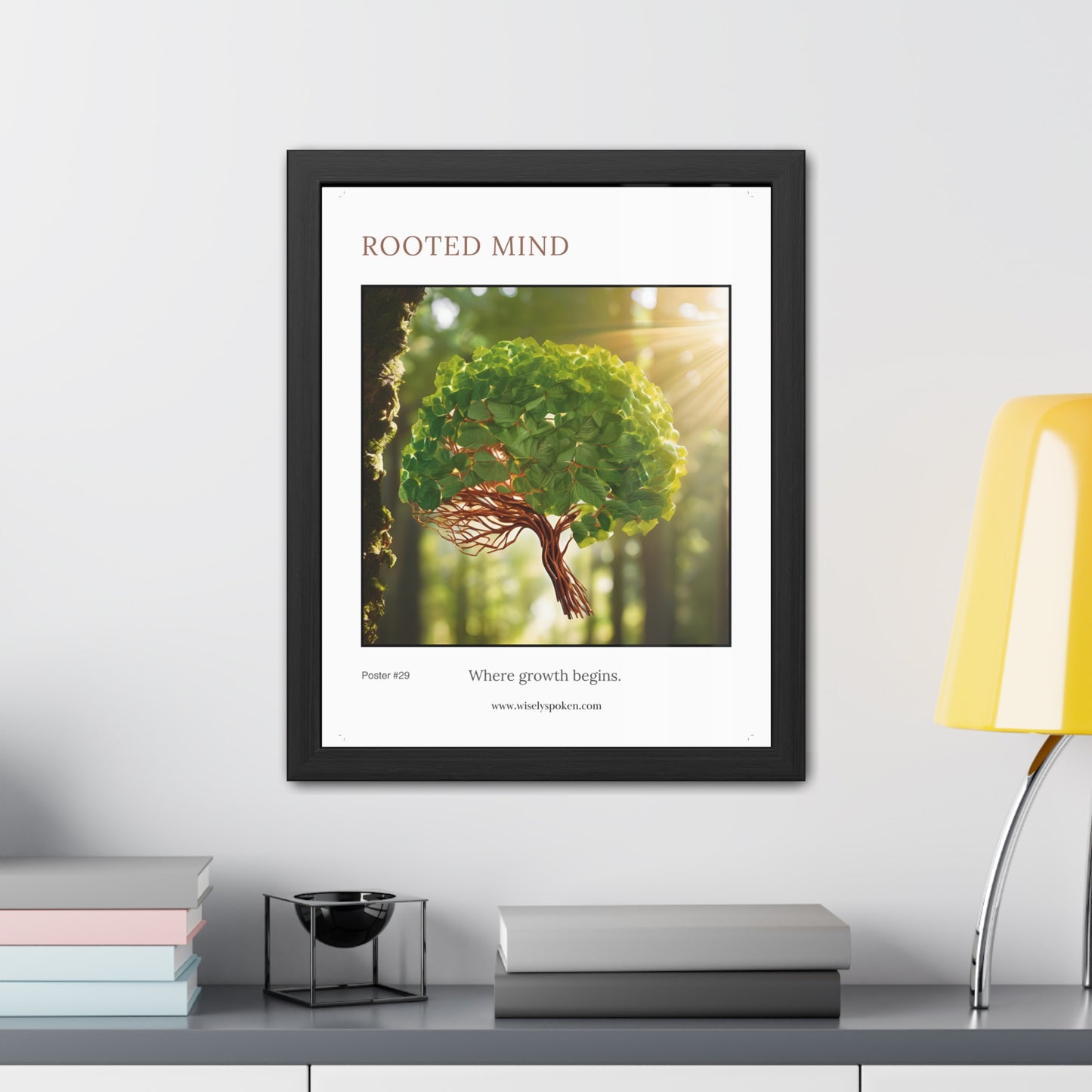 Rooted Mind Framed Wall Art Brain Tree Growth Print for Therapists, Counselors & Neurodiverse Spaces Inspirational Office Decor Gift