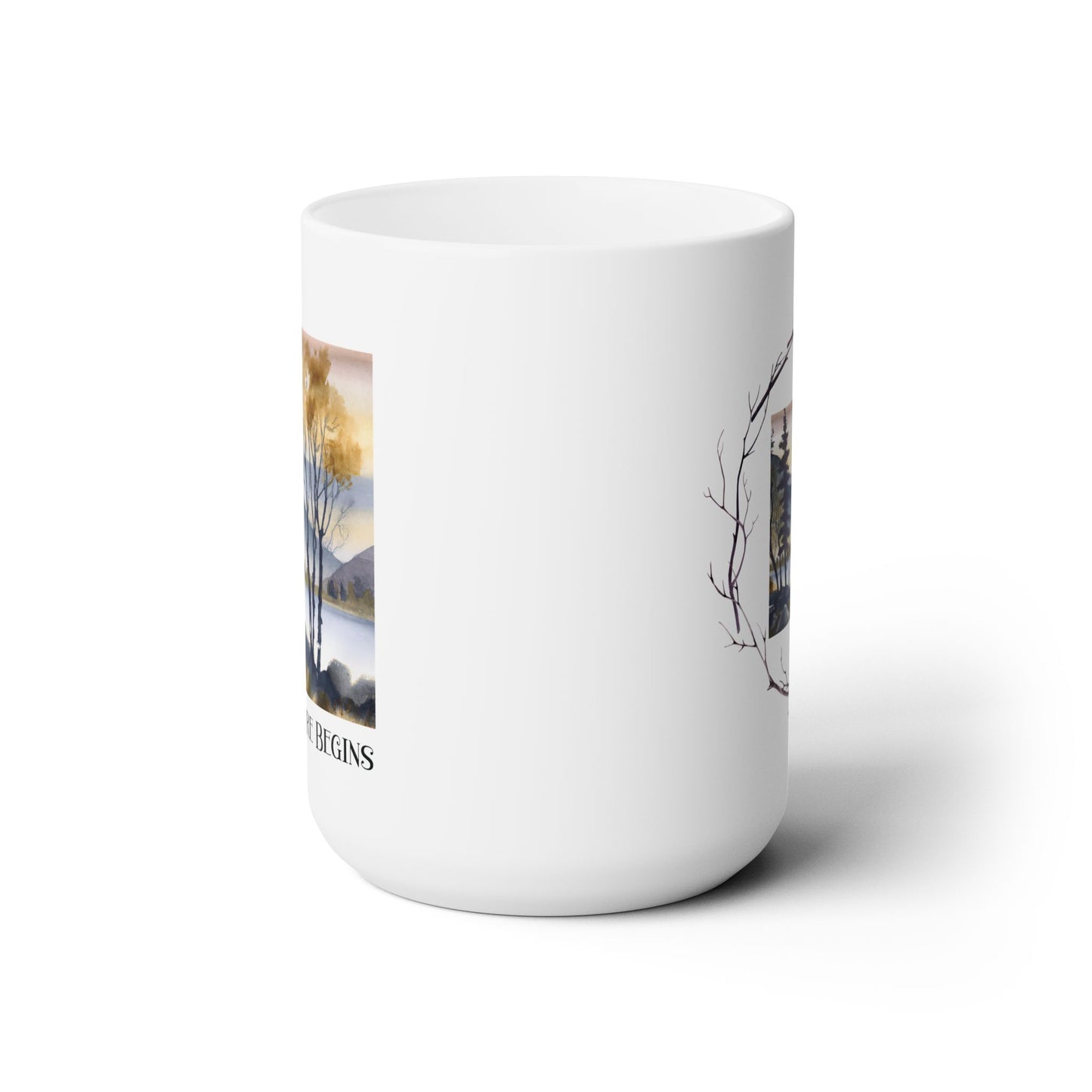 Adventure Mug For Couples New Relationships Watercolor Outdoor Scene for Hikers Campers Nature Lovers Coffee Mug For Hikers and Outdoor Lovers