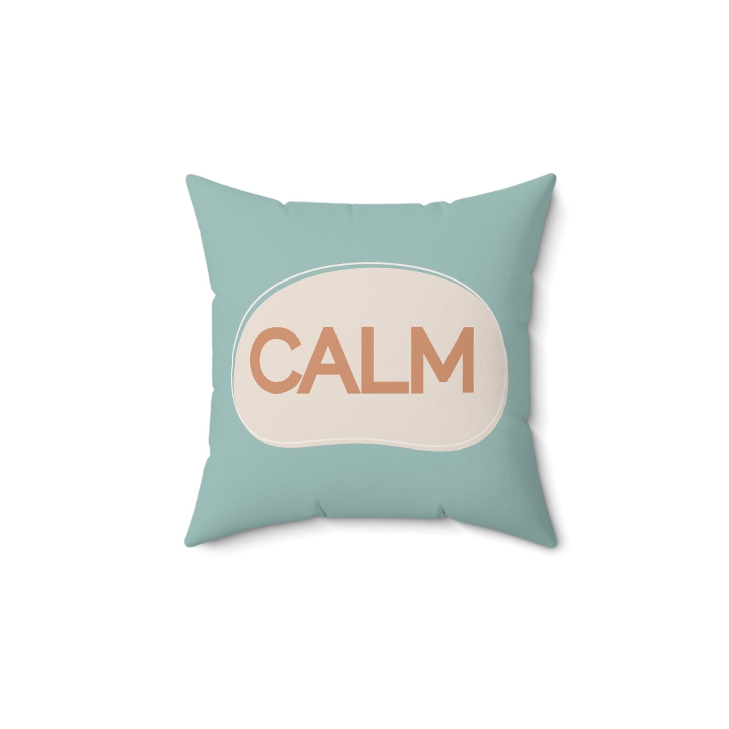 Calm Throw Pillow  Soft Teal and Cream Accent Cushion Modern Minimal Word Pillow Therapy Room or Home Decor Calming Accent Cushion