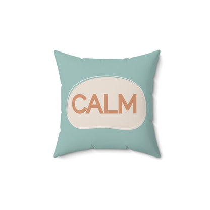 Calm Throw Pillow  Soft Teal and Cream Accent Cushion Modern Minimal Word Pillow Therapy Room or Home Decor Calming Accent Cushion