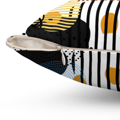 Circles Bars and Rocks Pillow – Modern Geometric Therapy Room Decor – Sensory Friendly Pattern Cushion for Calm Spaces