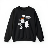 Whimsical Ghost Courtship  Dance Halloween Sweatshirt Spectral Cartoon Romantic Music Fall Fashion Ghostly Courtship