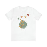 Minimalistic Boho Themed T Shirt for Men and Women Gift Shirt Hearts and Nature Plant Shirt